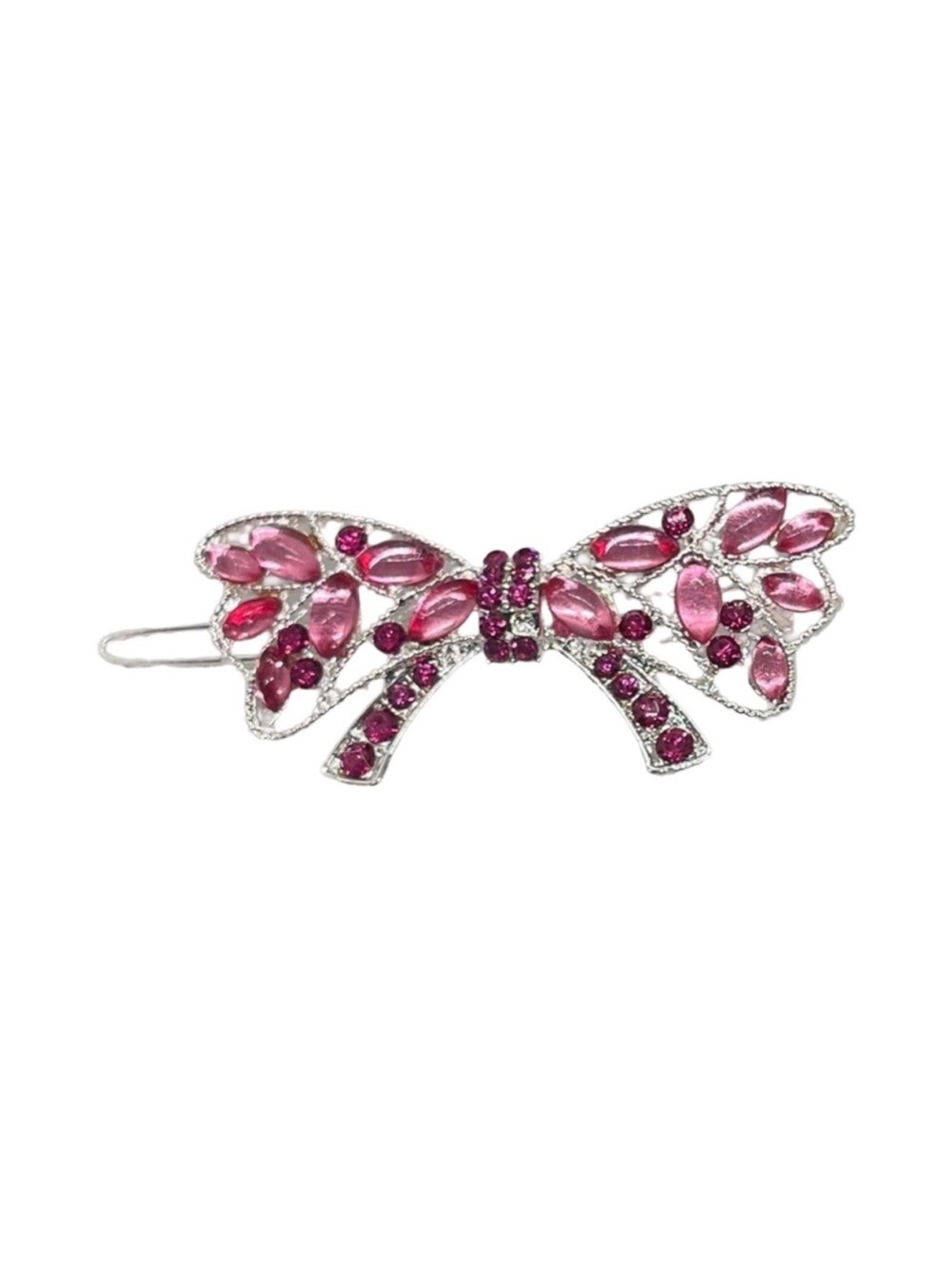 Pink Bow Rhinestone Hair Clip 2.5”FINAL PRICE DROP - Picture 1 of 2